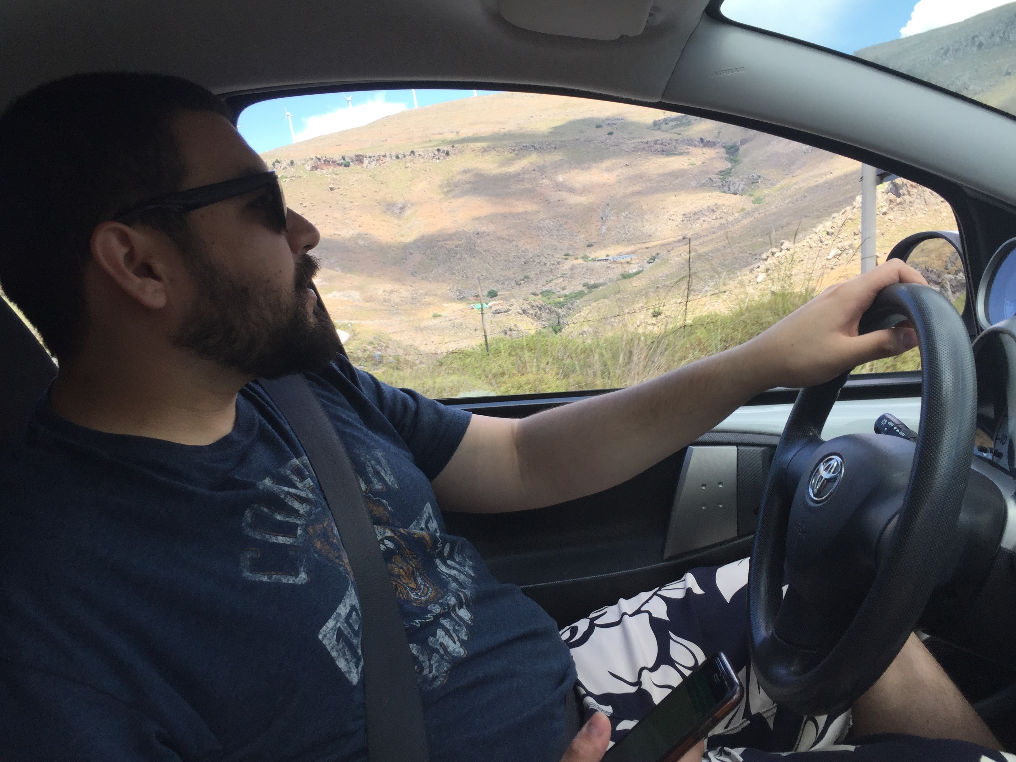 Driving the rental through the Lesvos hills