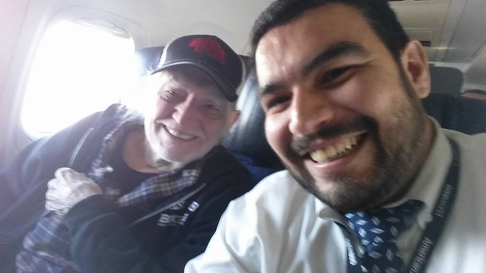 Angel in uniform with Willie Nelson on board