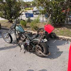 Sick custom chopper I saw while shopping, later a man and a dog rode off in it